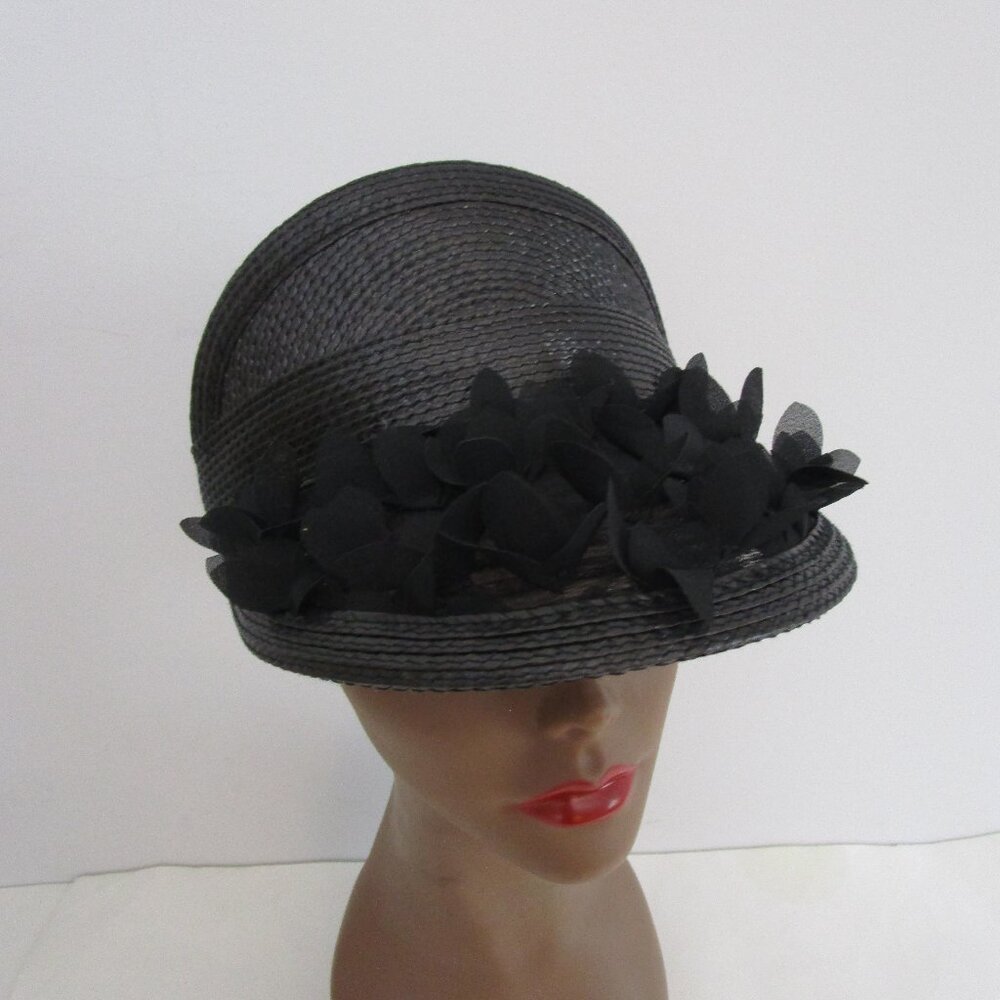 Fun Black Visor Brim Cap Hat Baseball Silk Flowers